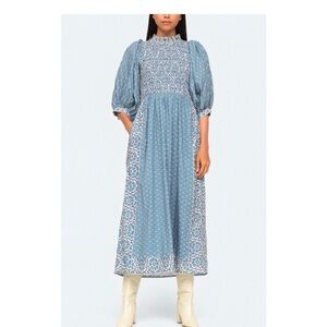 Sea Blue Floral Women's Midi Dress